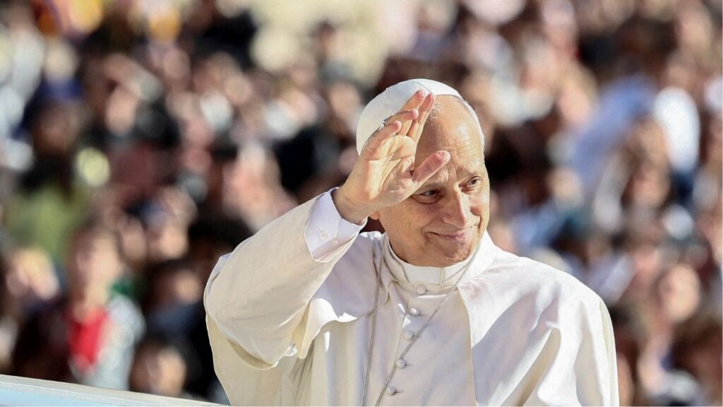Pope Leo XIV gestures on the day of a general audience in St. Peter's Square at the Vatican, October 8, 2025. (Reuters/Yara Nardi)