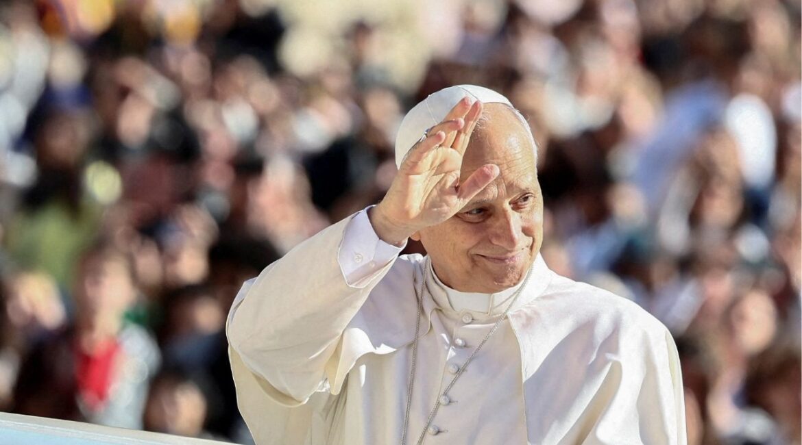 Pope Leo XIV gestures on the day of a general audience in St. Peter's Square at the Vatican, October 8, 2025. (Reuters/Yara Nardi)