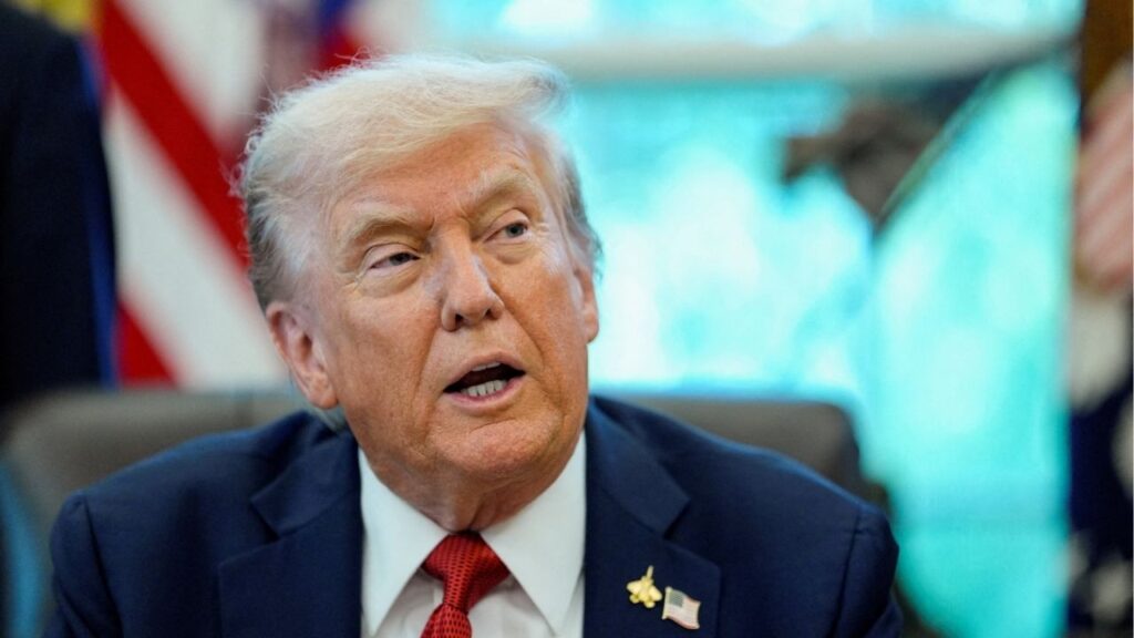 President Donald Trump delivers remarks during an event to sign an executive order authorizing the construction an access road to the Ambler mining district in Alaska, at the White House, in Washington, D.C., U.S., October 6, 2025. (Reuters/Kent Nishimura)