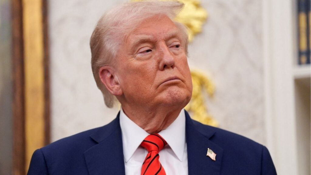 President Donald Trump looks on during an announcement about lowering U.S. drug prices, at the White House in Washington, D.C., U.S., October 10, 2025. (Reuters/Kent Nishimura)