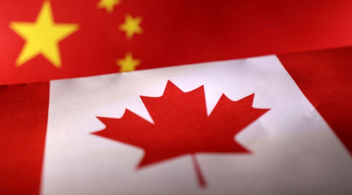 Printed Chinese and Canada flags are seen in this illustration, July 21, 2022. (Reuters File)