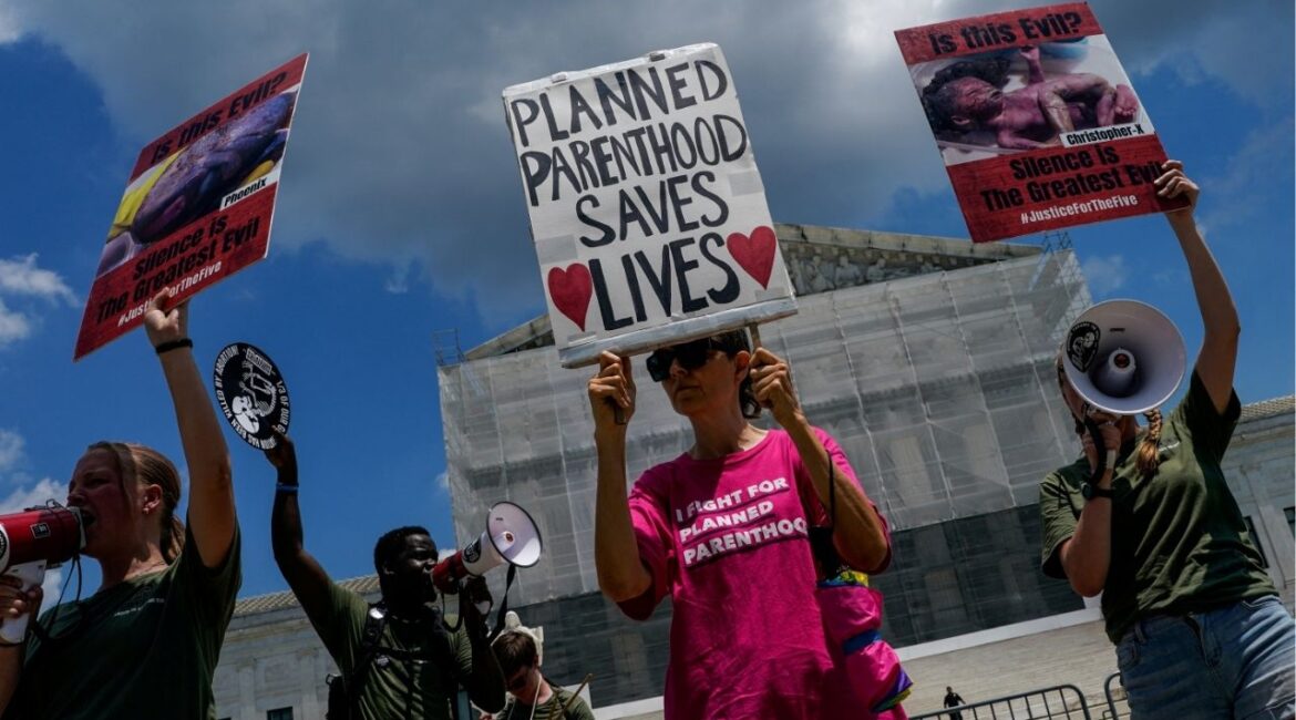 Pro-planned parenthood and pro-abortion activists demonstrate outside the U.S. Supreme Court in Washington, D.C., U.S., June 26, 2025. (Reuters/Elizabeth Frantz)