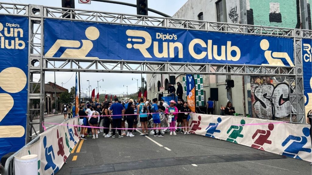 Runners start to line up at Diplo's Run Club in Los Angeles on Sunday, Oct. 12, 2025. (GV Wire)