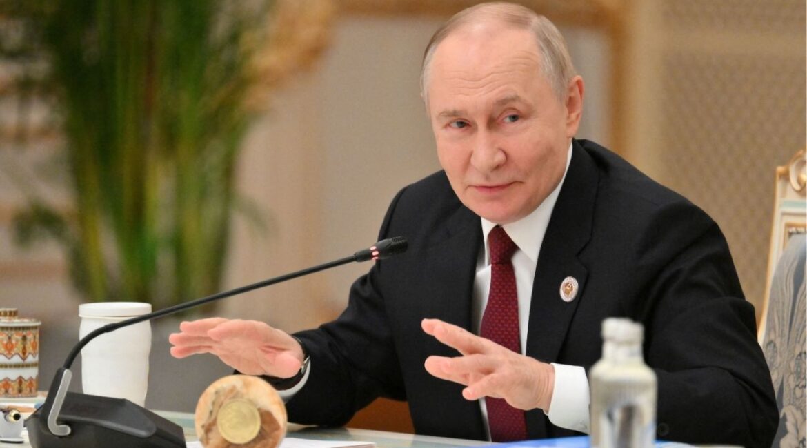 Russian President Vladimir Putin takes part in the CIS leaders' summit in Dushanbe, Tajikistan October 10, 2025. Sputnik/Grigory Sysoev/Pool via REUTERS