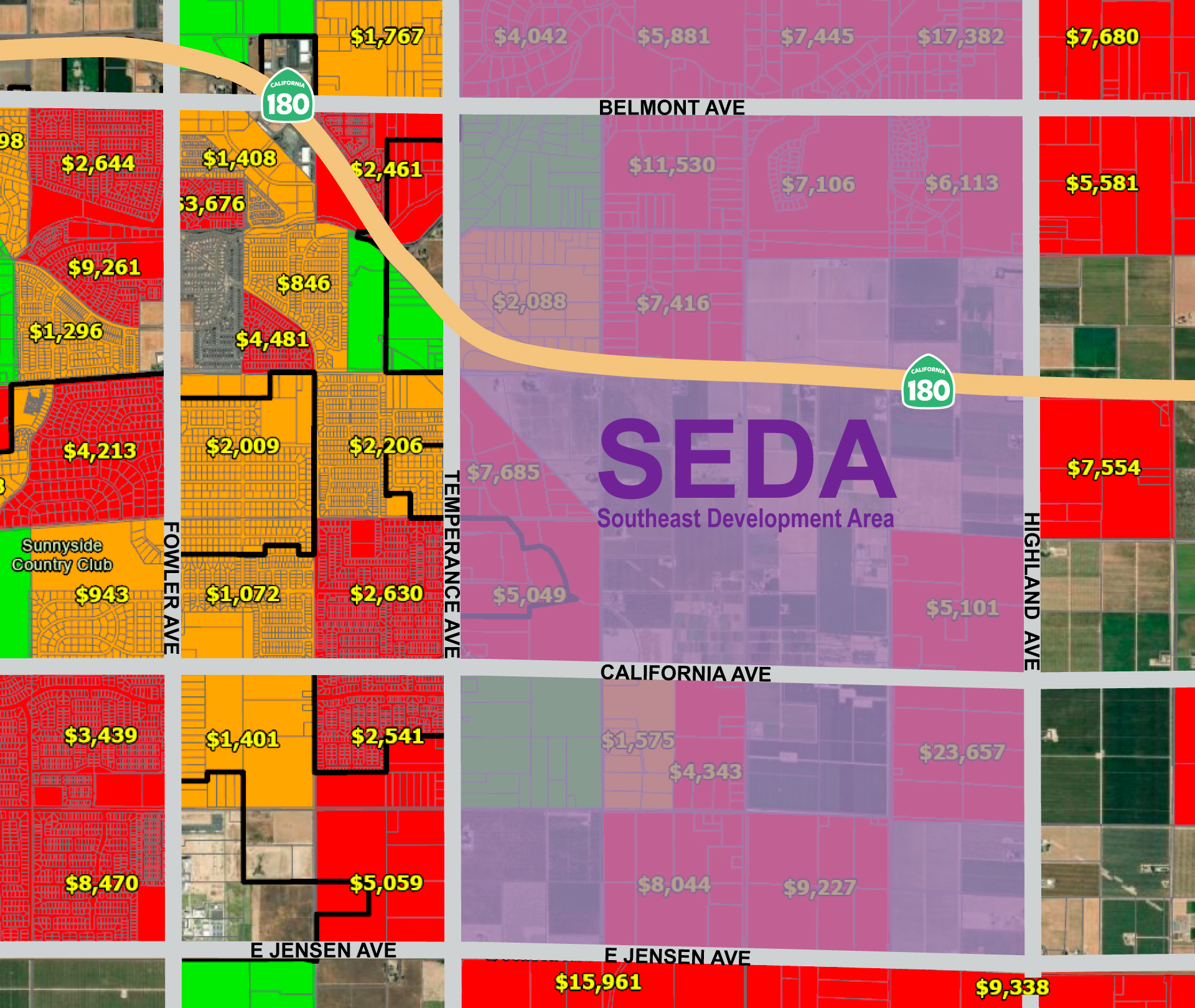 SEDA Southeast Development Area VMT Map