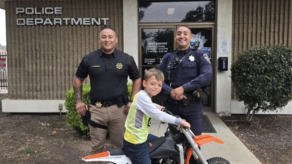 Sanger police recovered a stolen child’s race motorcycle in Fresno and arrested two men in connection with multiple Central Valley thefts. (Sanger PD)