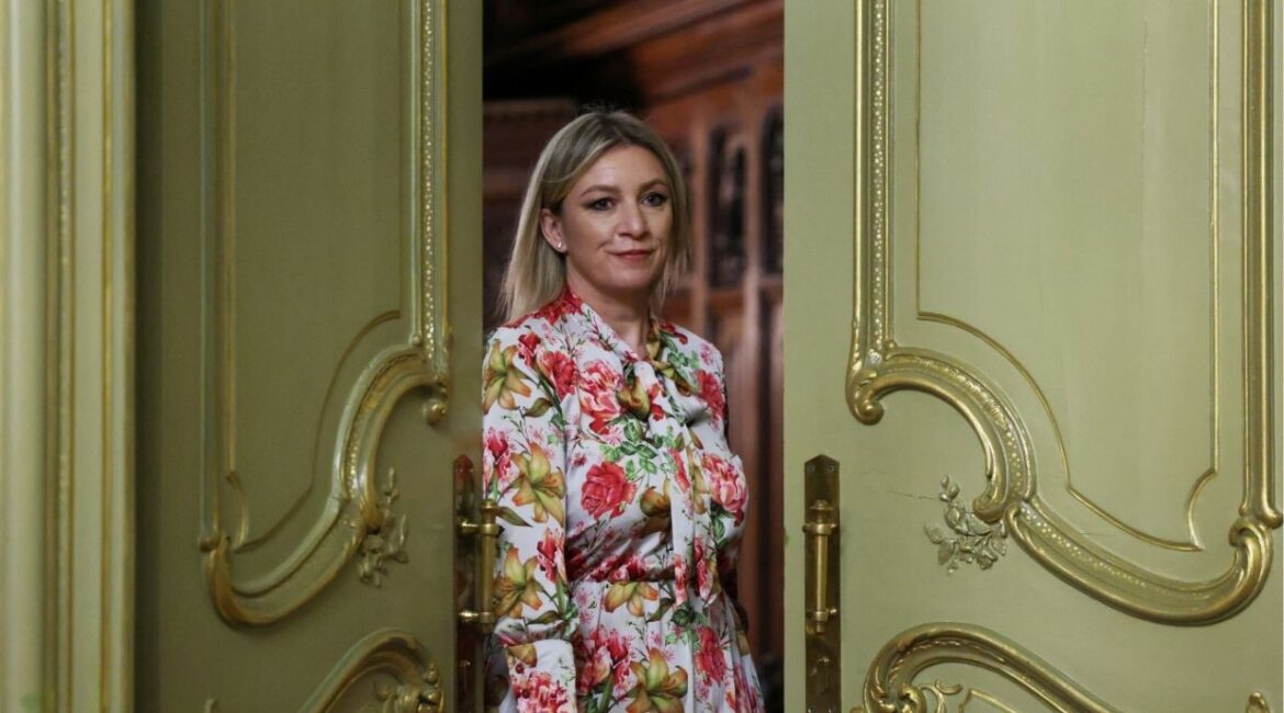 Spokeswoman of Russia's Foreign Ministry Maria Zakharova arrives for a joint press conference of Russia's Foreign Minister Sergei Lavrov and Saudi Arabia's Foreign Minister Prince Faisal bin Farhan Al Saud following their meeting in Moscow, Russia July 4, 2025. (Reuters/Evgenia Novozhenina/Pool)