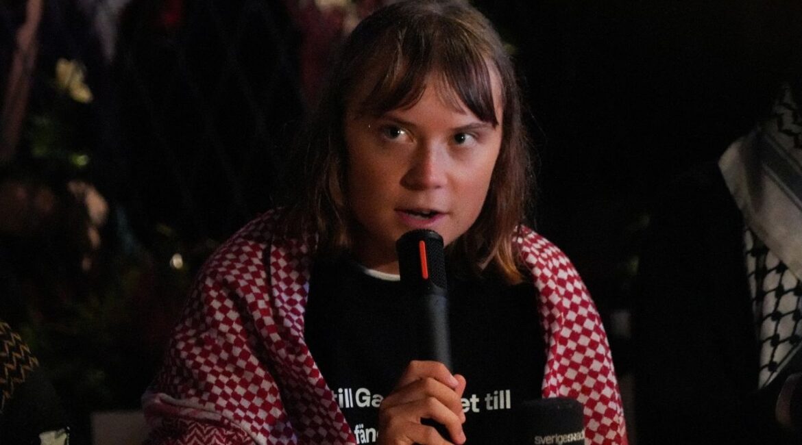 Swedish activist Greta Thunberg attends a press conference arranged by the Global Movement to Gaza Sweden in connection with the arrival of the released Swedish participants in the Global Sumud Flotilla, in Stockholm, Sweden, October 7, 2025. (Reuters/Tom Little)