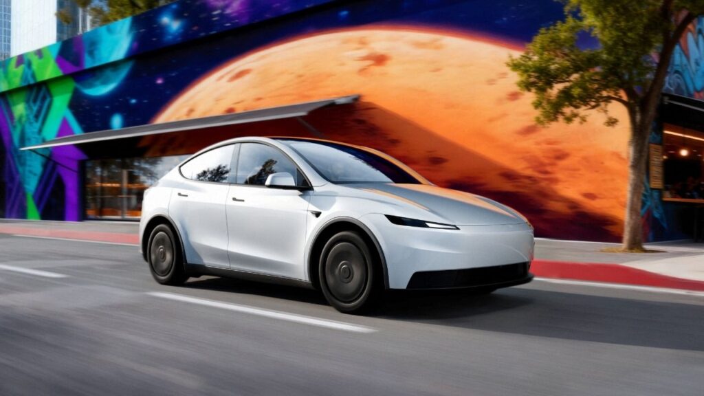 Tesla Motors' Model Y Standard car is seen in this handout picture released by Tesla Motors on October 7, 2025. Tesla Motors/Handout via REUTERS