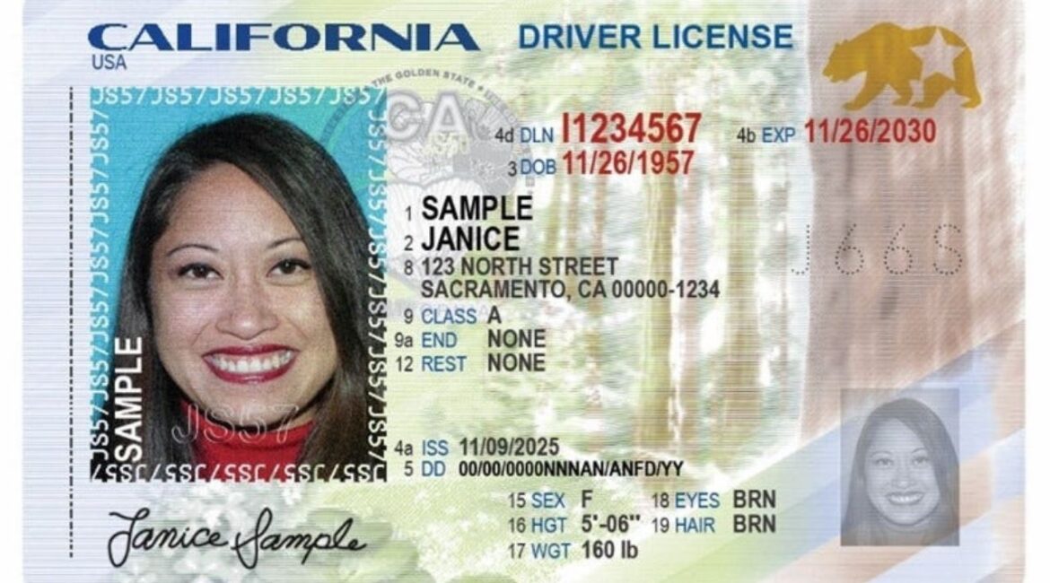 The California DMV unveiled a new driver license design, which includes updates security features, on Wednesday, Oct. 1, 2025. (USA Today Network via Reuters)