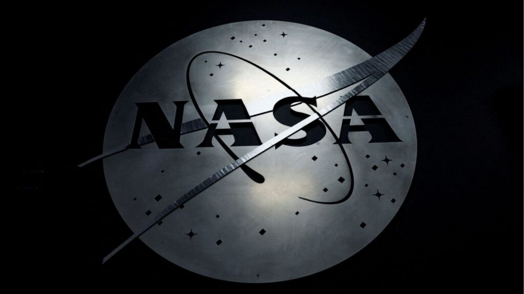 The NASA logo hangs in the Mission Operations Control Center at Wallops Flight Facility on Wallops Island, Virginia, U.S., October 26, 2022. (Reuters File)