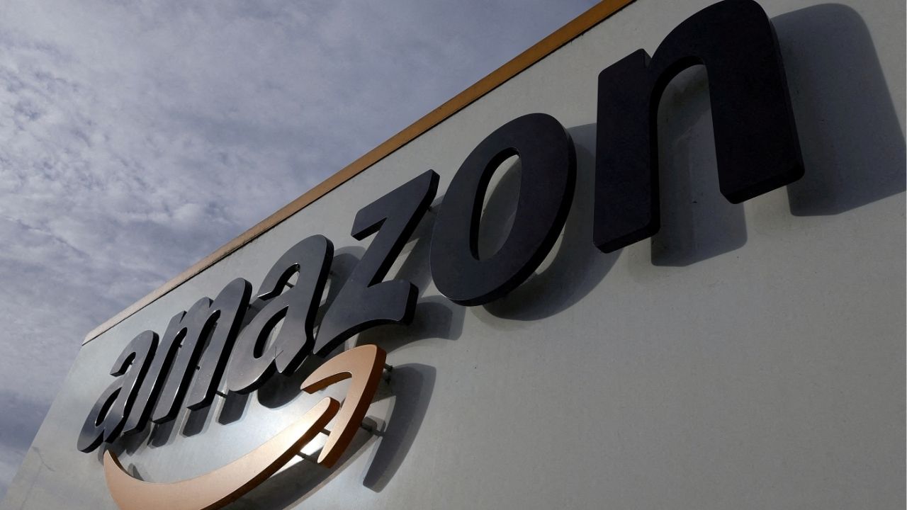 The logo of Amazon is seen at the company logistics center in Lauwin-Planque, northern France, November 15, 2022. (Reuters File)
