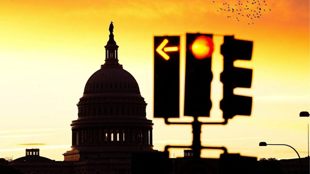 The sun rises behind the Capitol Building, weeks into the continuing U.S. government shutdown on Capitol Hill in Washington, D.C., U.S., October 18, 2025. (Reuters/Aaron Schwartz)