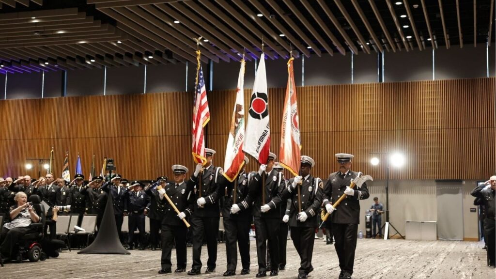 Two Fresno County firefighters and one Kern County firefighter were among 30 honored Saturday at the Annual California Firefighters Memorial in Sacramento, recognizing those who died in the line of duty and adding their names to the expanded Memorial Wall.(California Fire Foundation)