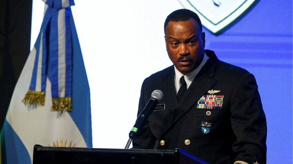 U.S. Navy Admiral Alvin Holsey, commander of U.S. Southern Command (SOUTHCOM), hosts the South American Defense Conference (SOUTHDEC), in Buenos Aires, Argentina August 20, 2025. (Reuters/Martin Cossarini)