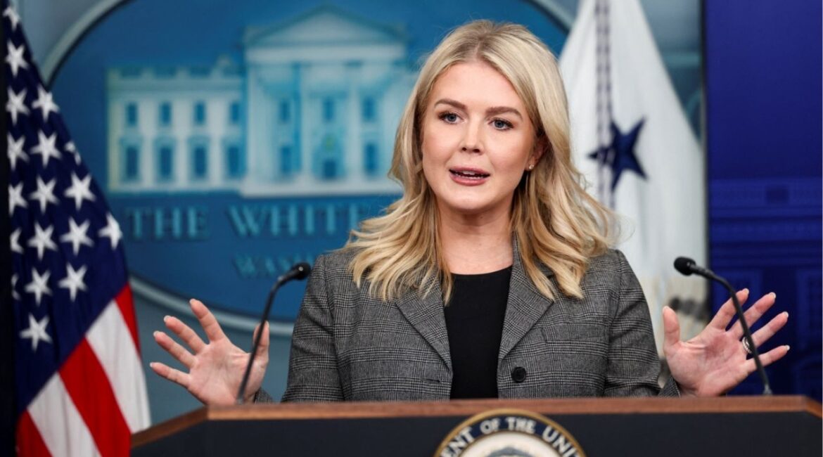 White House Press Secretary Karoline Leavitt speaks during a press briefing in Washington, D.C., U.S., October 1, 2025. (Reuters/Kevin Lamarque)