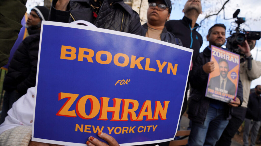 Supporters of Democratic candidate for New York City mayor, Zohran Mamdani, attend a campaign event on the final weekend before the 2025 New York City mayoral Election in the Queens borough of New York City, U.S., November 1, 2025. REUTERS/Ryan Murphy
