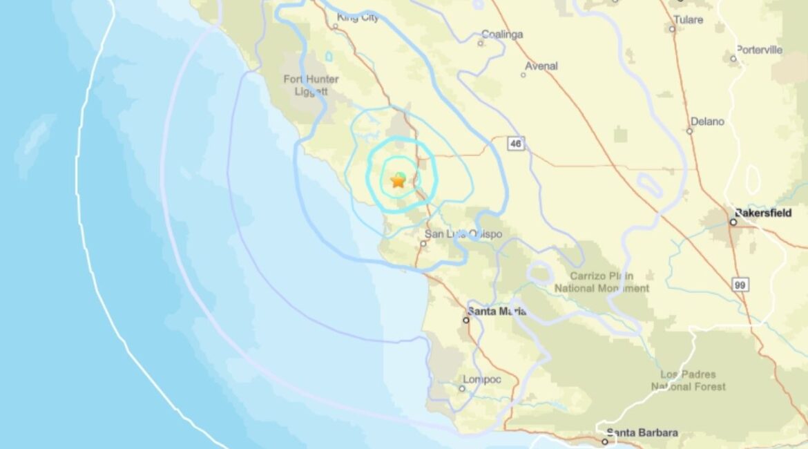 A 4.4-magnitude quake struck near Templeton Tuesday, Nov. 18, 2025, morning, causing noticeable indoor shaking but no immediate reports of damage or injuries. (USGS)