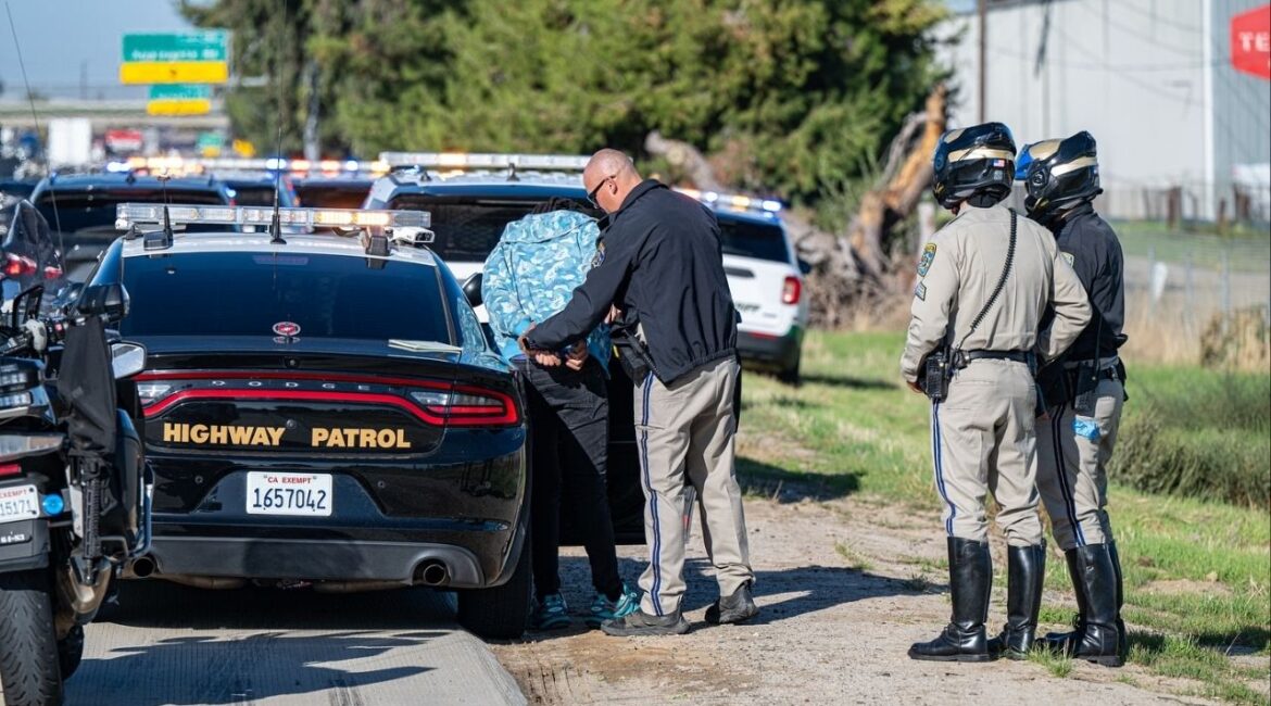 A California Highway Patrol officer safely ended a pursuit in Atwater after a stolen vehicle suspect fled along Highway 99 and was taken into custody without injury. (CHP)