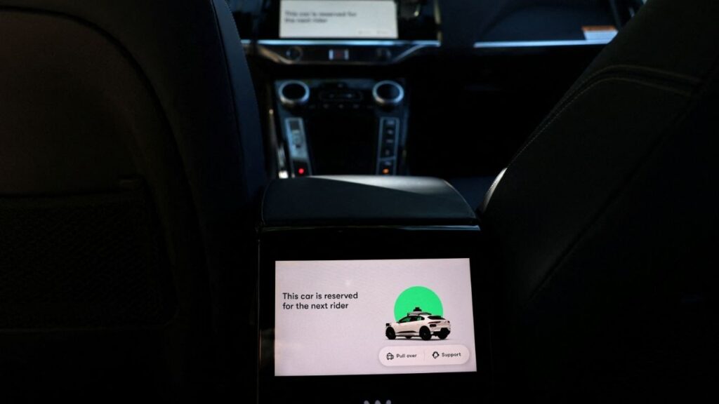 A Waymo driverless vehicle at Bronx Community College in the Bronx Borough of New York City , U.S., October 16, 2025. (Reuters/Shannon Stapleton)