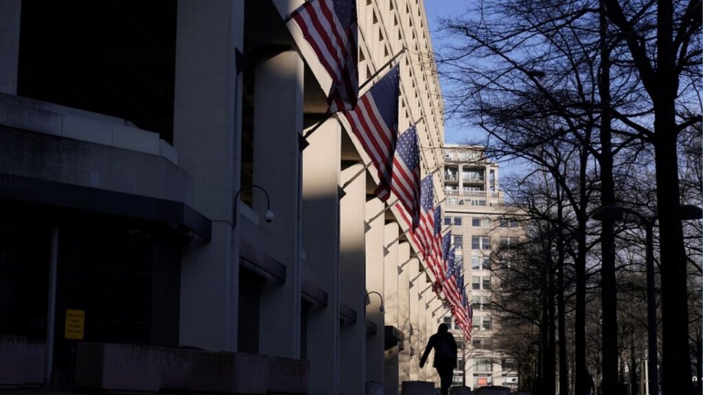 A pedestrian walks past the headquarters of the Federal Bureau of Investigation (FBI) in Washington, U.S., March 22, 2019. (Reuters/Joshua Roberts)