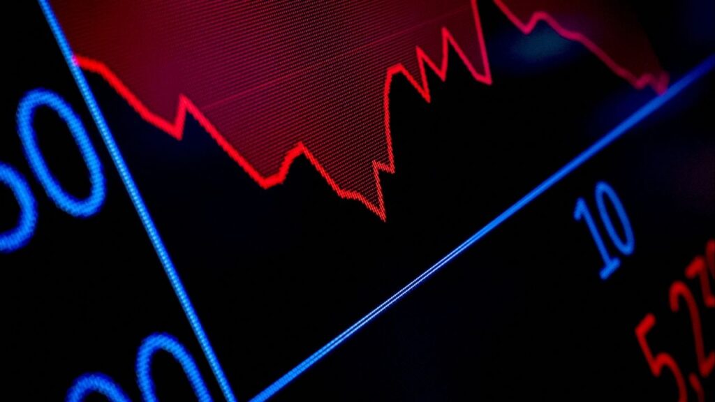 A screen tracks trading on the floor at the New York Stock Exchange (NYSE) after the closing bell in New York City, U.S., April 4, 2025. (Reuters File)