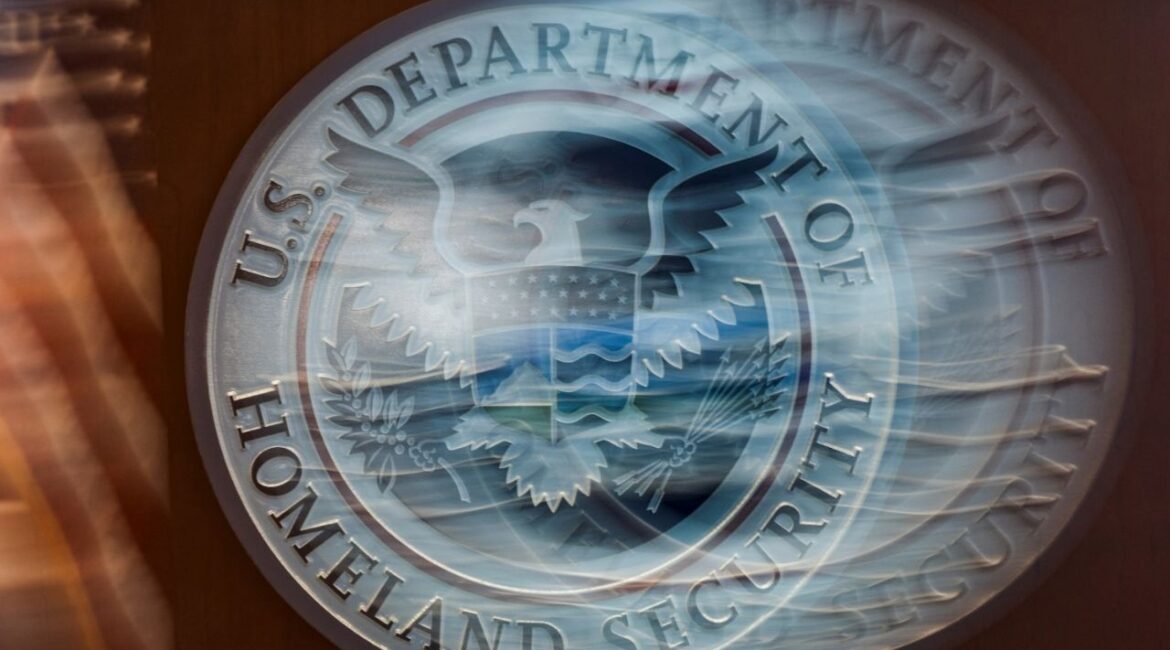 A view shows the U.S. Department of Homeland Security signage in New York City, U.S., July 21, 2025. (Reuters/Jeenah Moon))