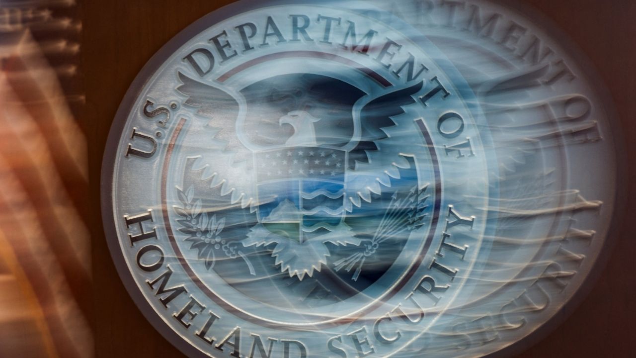 A view shows the U.S. Department of Homeland Security signage in New York City, U.S., July 21, 2025. (Reuters/Jeenah Moon))