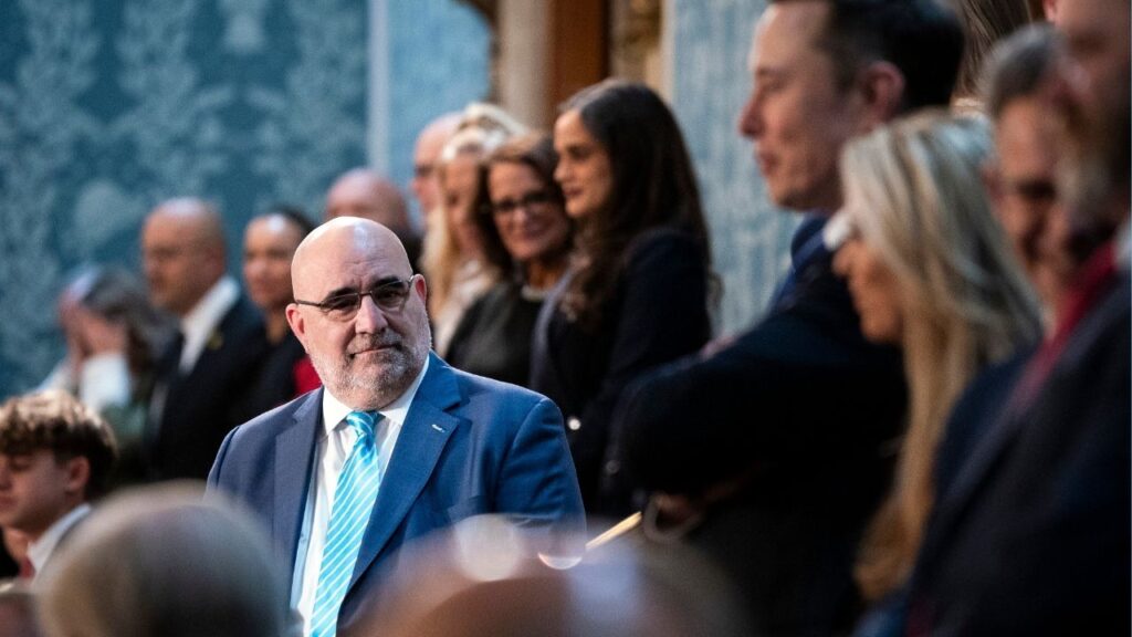 Chris LaCivita, one of President Donald Trump’s top advisers, arrives for the president’s address to a joint session of Congress at the Capitol in Washington on March 4, 2025. LaCivita’s consulting firm was paid more than $1.6 million to advise a conservative Albanian opposition party on its strategy for parliamentary elections in May. (Haiyun Jiang/The New York Times)