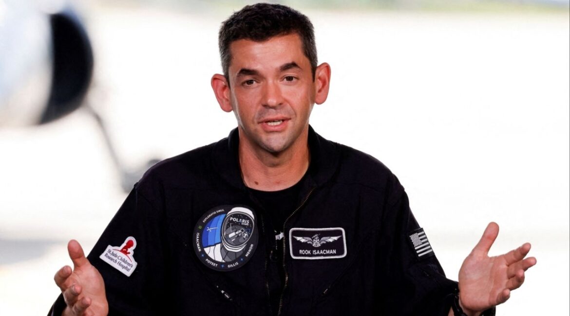 Commander Jared Isaacman of Polaris Dawn, a private human spaceflight mission, speaks at a press conference at the Kennedy Space Center in Cape Canaveral, Florida, U.S. August 19, 2024. Launch aboard a SpaceX Falcon 9 rocket is scheduled for August 26. (Reuters File)