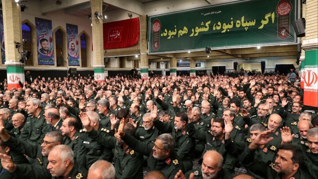 Commanders and members of the Islamic Revolutionary Guard Corps meet with Iran's Supreme Leader Ayatollah Ali Khamenei in Tehran, Iran August 17, 2023. Office of the Iranian Supreme Leader/WANA (West Asia News Agency) via Reuters