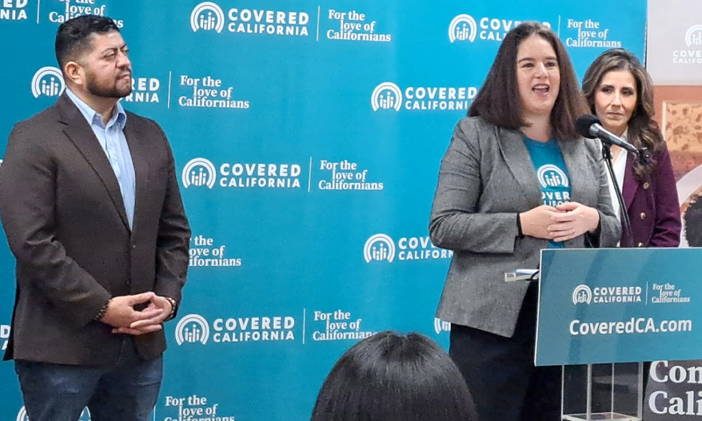 Image of Officials talking about the cost of Covered California health insurance