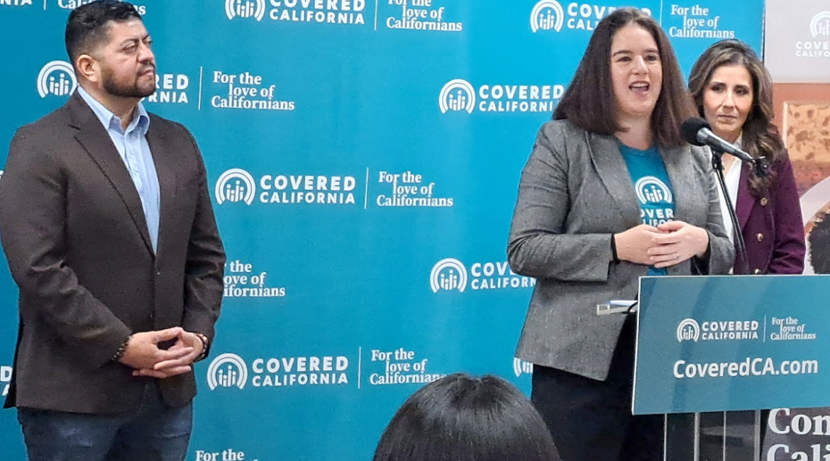 Image of Officials talking about the cost of Covered California health insurance