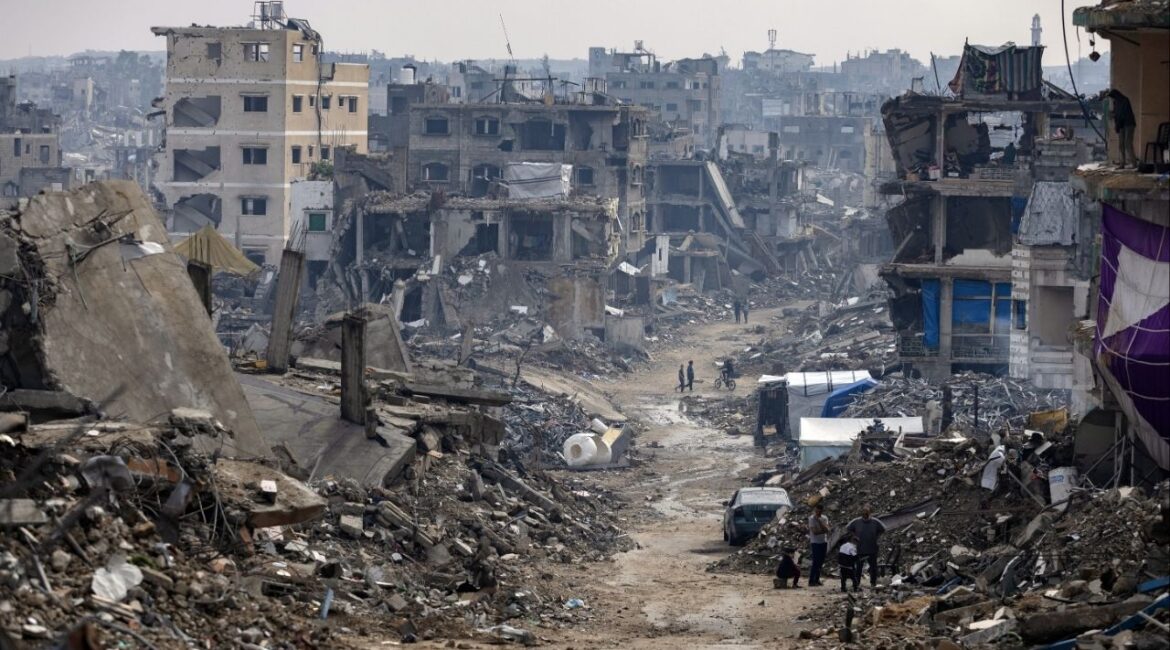 Destruction in Gaza City on Friday, Nov. 14, 2025. The United Nations Security Council’s backing of President Donald Trump’s peace plan for Gaza offers a scaffolding of international legitimacy that will be needed to persuade countries to help see the plans through. (Saher Alghorra/The New York Times)