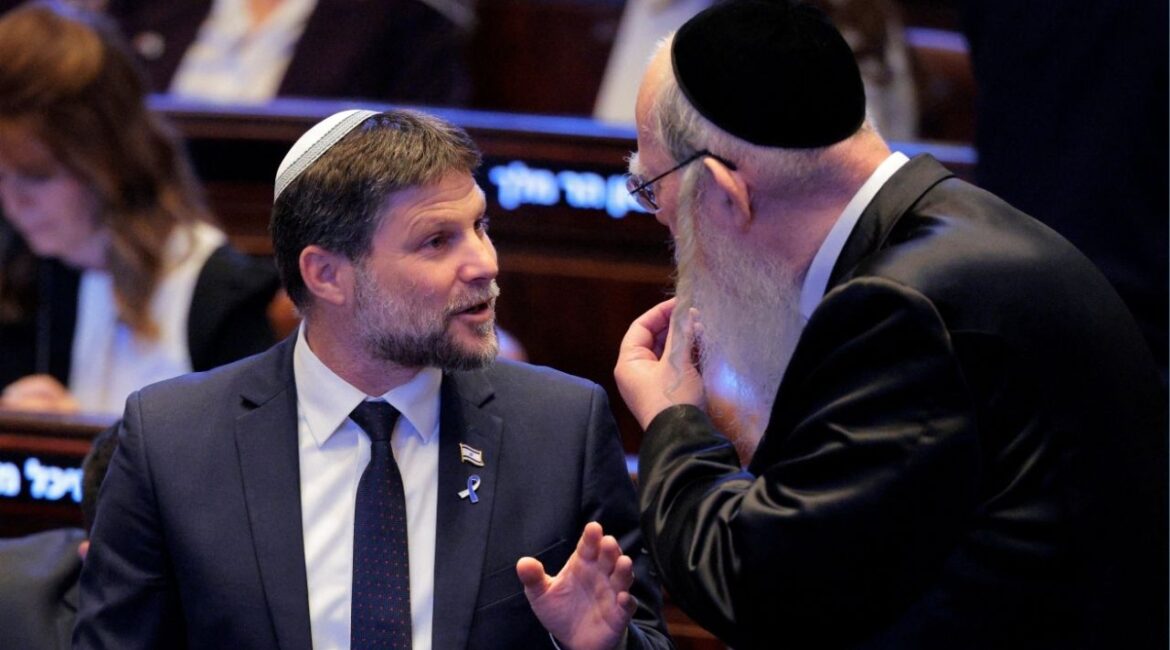 ERUSALEM - OCTOBER 13: Israeli politician Bezalel Smotrich is seen before President Donald Trump speaks to the Knesset, Israel's parliament, on October 13, 2025 in Jerusalem, on October 13, 2025 in Jerusalem. (Chip Somodevilla/Pool via Reuters)