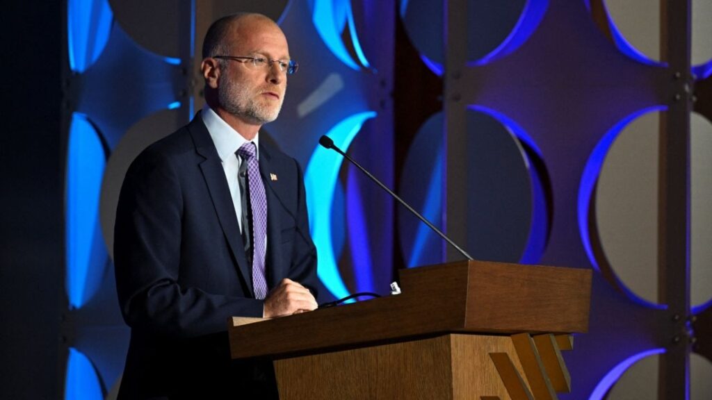 Federal Communications Commission (FCC) Chair Brendan Carr speaks during the U.S. Chamber of Commerce 2025 Global Aerospace Summit in Washington, D.C., U.S., September 9, 2025. (Reuters/Annabelle Gordon)