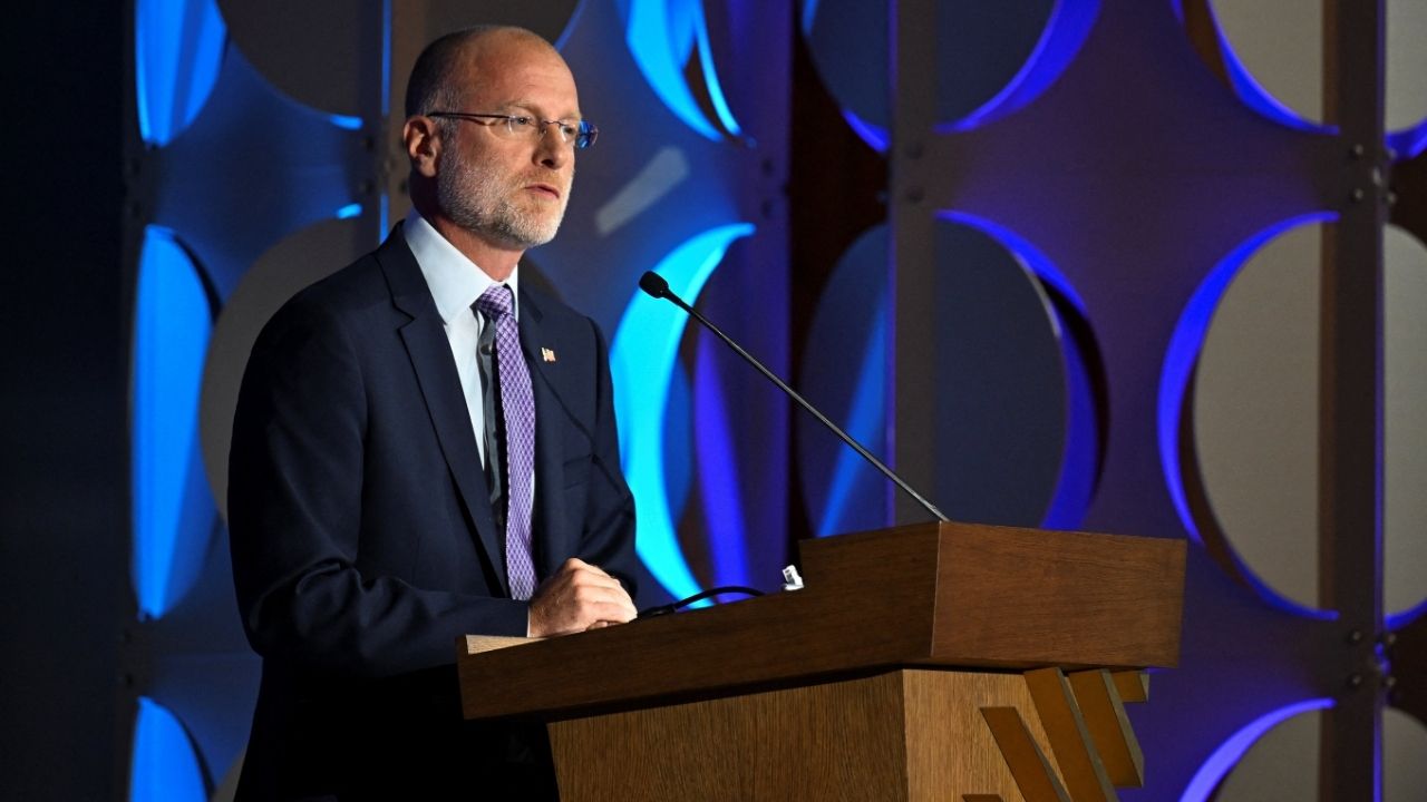 Federal Communications Commission (FCC) Chair Brendan Carr speaks during the U.S. Chamber of Commerce 2025 Global Aerospace Summit in Washington, D.C., U.S., September 9, 2025. (Reuters/Annabelle Gordon)