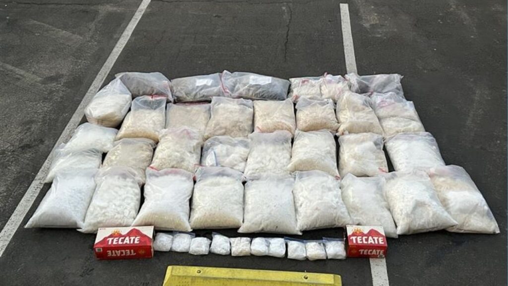 Five people were arrested Thursday, Oct. 30, 2025, after Kern County deputies seized nearly 3,700 pounds of methamphetamine from a large conversion lab in North Bakersfield. (Kern County SO)