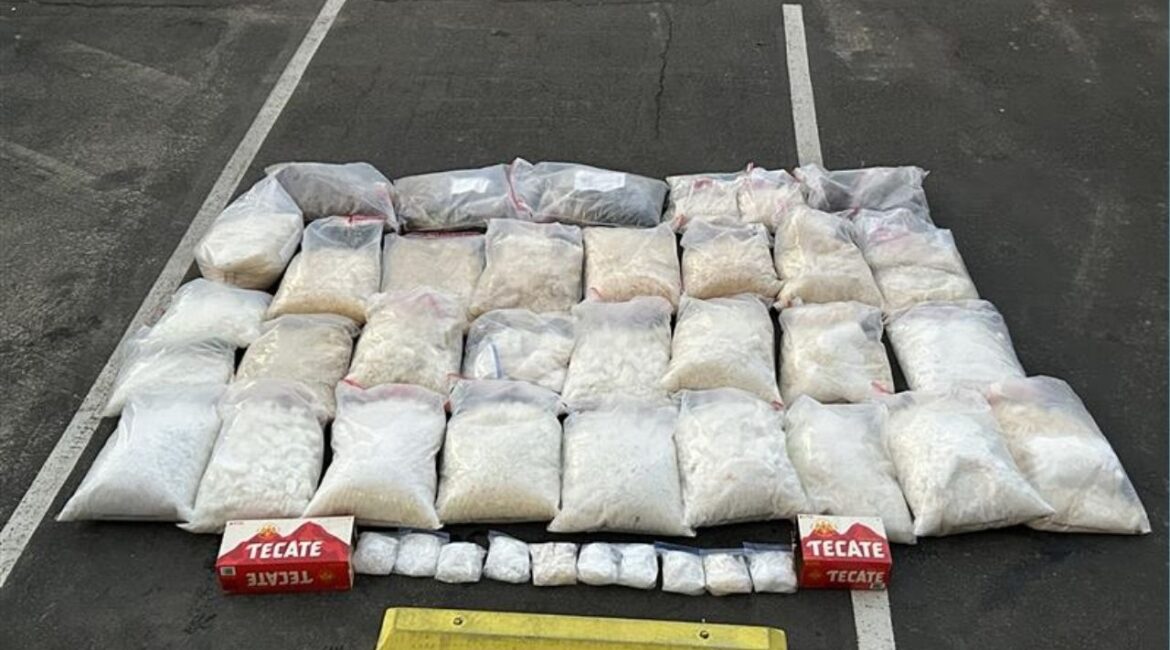 Five people were arrested Thursday, Oct. 30, 2025, after Kern County deputies seized nearly 3,700 pounds of methamphetamine from a large conversion lab in North Bakersfield. (Kern County SO)