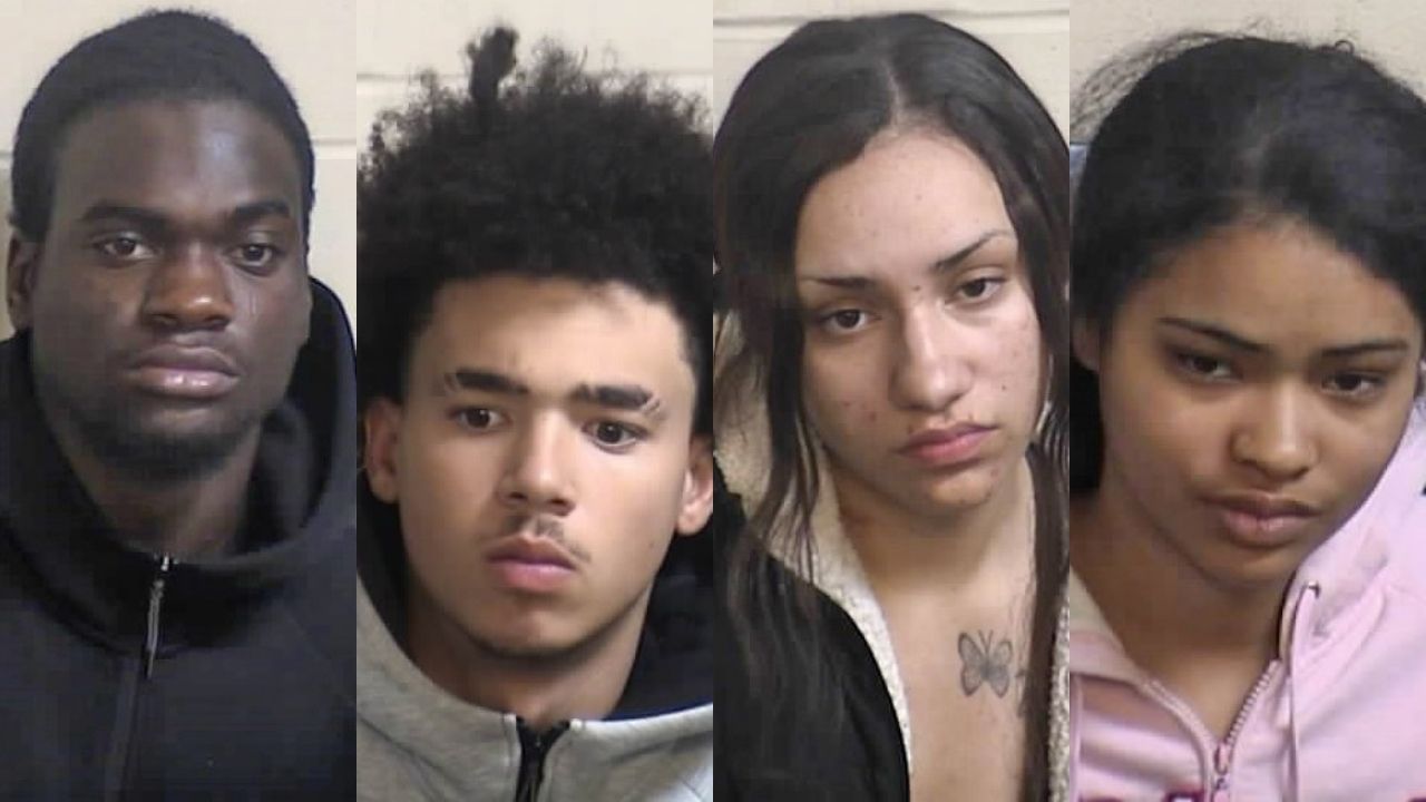 Fresno County sheriff’s deputies arrested (L-R) Devante Valentine, Kayvaun Dancy, Regan Musgrove and Natasha Bellamy on Wednesday, Nov. 19, after responding to a Shaver Lake cabin burglary, authorities said. (Fresno County SO)
