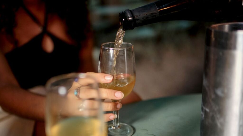 Glasses of wine at Frog, a wine bar in New York, Sept. 14, 2024. Heavy drinking is tied to earlier and more severe brain bleeds, a new study found. The paper, published Wednesday, Nov. 5, 2025, in the journal Neurology, examined the link between alcohol and intracerebral hemorrhages — the deadliest, most disabling type of stroke. (Marissa Alper/The New York Times)