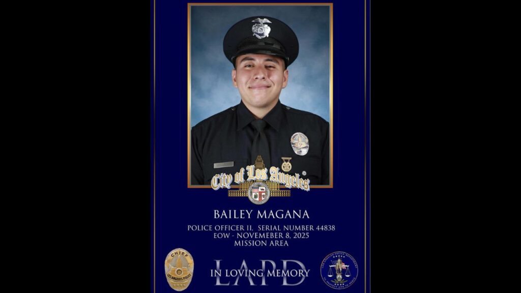 LAPD Officer Bailey Magana was killed early Saturday, Nov. 8, 2025, in an off-duty traffic crash in Santa Clarita, the department said. (LAPD)
