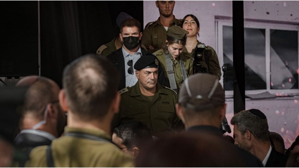 Lt. Gen. Eyal Zamir at a ceremony for soldiers and security personnel in Jerusalem on Oct. 16, 2025. About a dozen people were told they face dismissal or discipline for mistakes tied to the deadly Hamas-led attack that set off the war in Gaza. (Amit Elkayam/The New York Times)