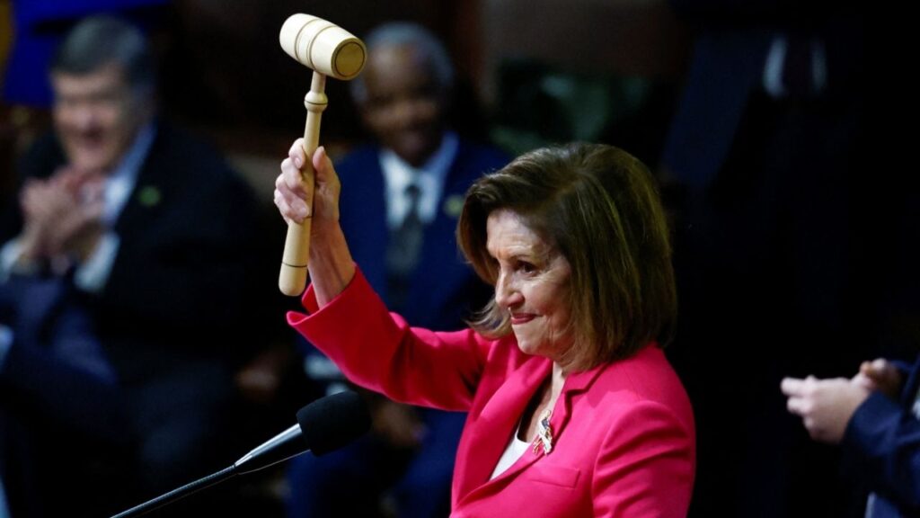 Outgoing House Speaker Nancy Pelosi (D-CA) wields the gavel inside the House Chamber on the first day of the 118th Congress at the U.S. Capitol in Washington, U.S., January 3, 2023. (Reuters/Evelyn Hockstein)