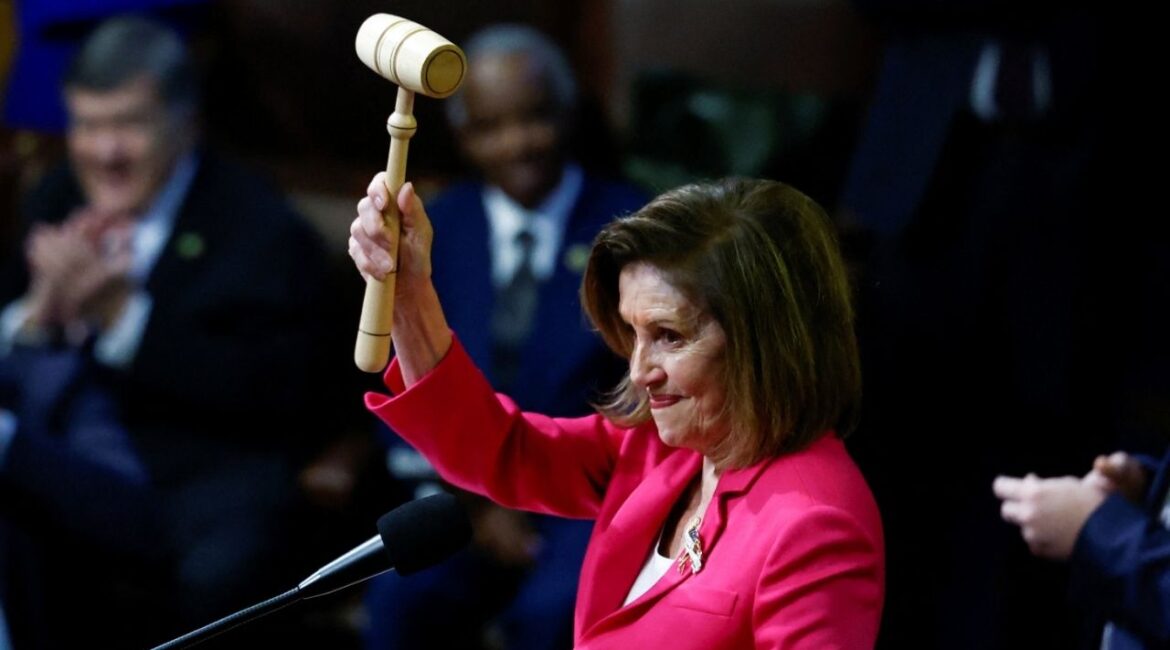 Outgoing House Speaker Nancy Pelosi (D-CA) wields the gavel inside the House Chamber on the first day of the 118th Congress at the U.S. Capitol in Washington, U.S., January 3, 2023. (Reuters/Evelyn Hockstein)