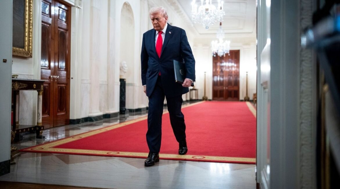 President Donald Trump at the White House on Oct. 15, 2025. Trump has emphatically denied any involvement in or knowledge of Jeffrey Epstein’s sex-trafficking operation. (Doug Mills/The New York Times)