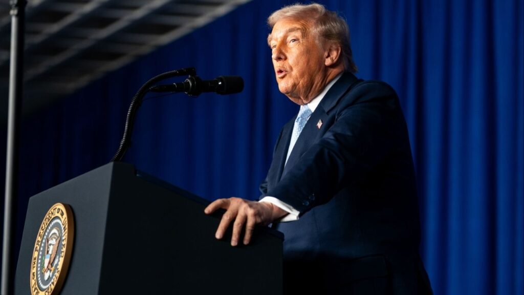 President Donald Trump speaks at the McDonald’s Impact Summit, where he said “Prices are coming down and all of that stuff,” at the Westin Hotel in Washington, on Monday, Nov. 17, 2025. As Trump seeks to reframe his message on affordability, he is increasingly denying there is a problem at all. (Allison Robbert/The New York Times)