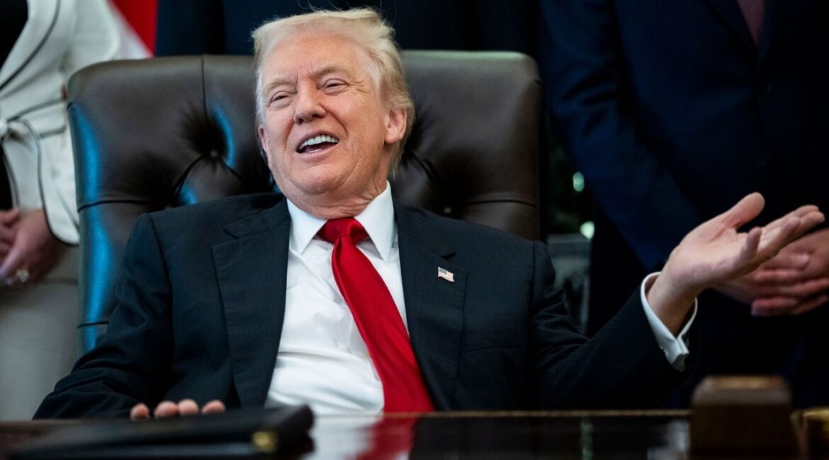 President Donald Trump speaks during an announcement of a drug prices deal in the Oval Office of the White House in Washington, on Thursday, Nov. 6, 2025. President Trump has taken actions no previous administration ever took during a shutdown. (Doug Mills/The New York Times)