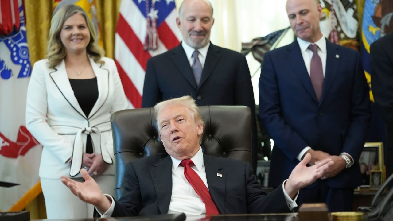 President Donald Trump speaks during an announcement of a drug prices deal in the Oval Office of the White House in Washington, on Thursday, Nov. 6, 2025. President Trump on Thursday announced a deal that could significantly expand access for millions of Americans to hugely popular obesity drugs by reducing the price to as little as $150 a month. (Doug Mills/The New York Times)