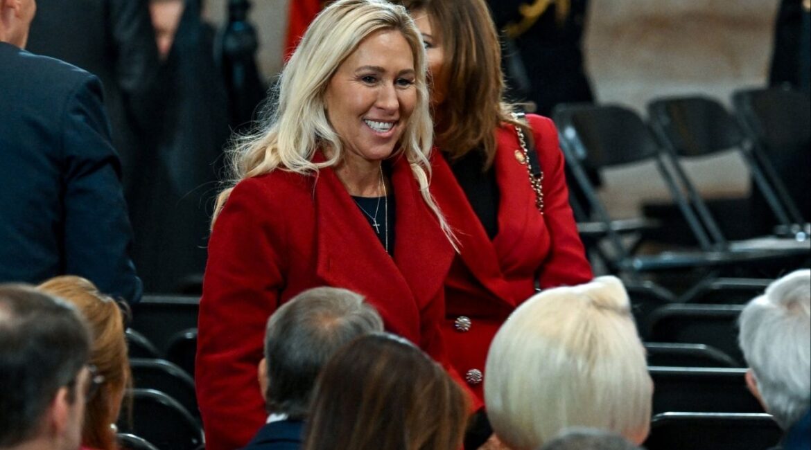 Representative Marjorie Taylor Greene of Georgia arrives before the inauguration of Donald Trump as the 47th president of the United States takes place inside the Capitol Rotunda of the U.S. Capitol building in Washington, D.C., Monday, January 20, 2025. It is the 60th U.S. presidential inauguration and the second non-consecutive inauguration of Trump as U.S. president. (Kenny Holston/Pool via Reuters)